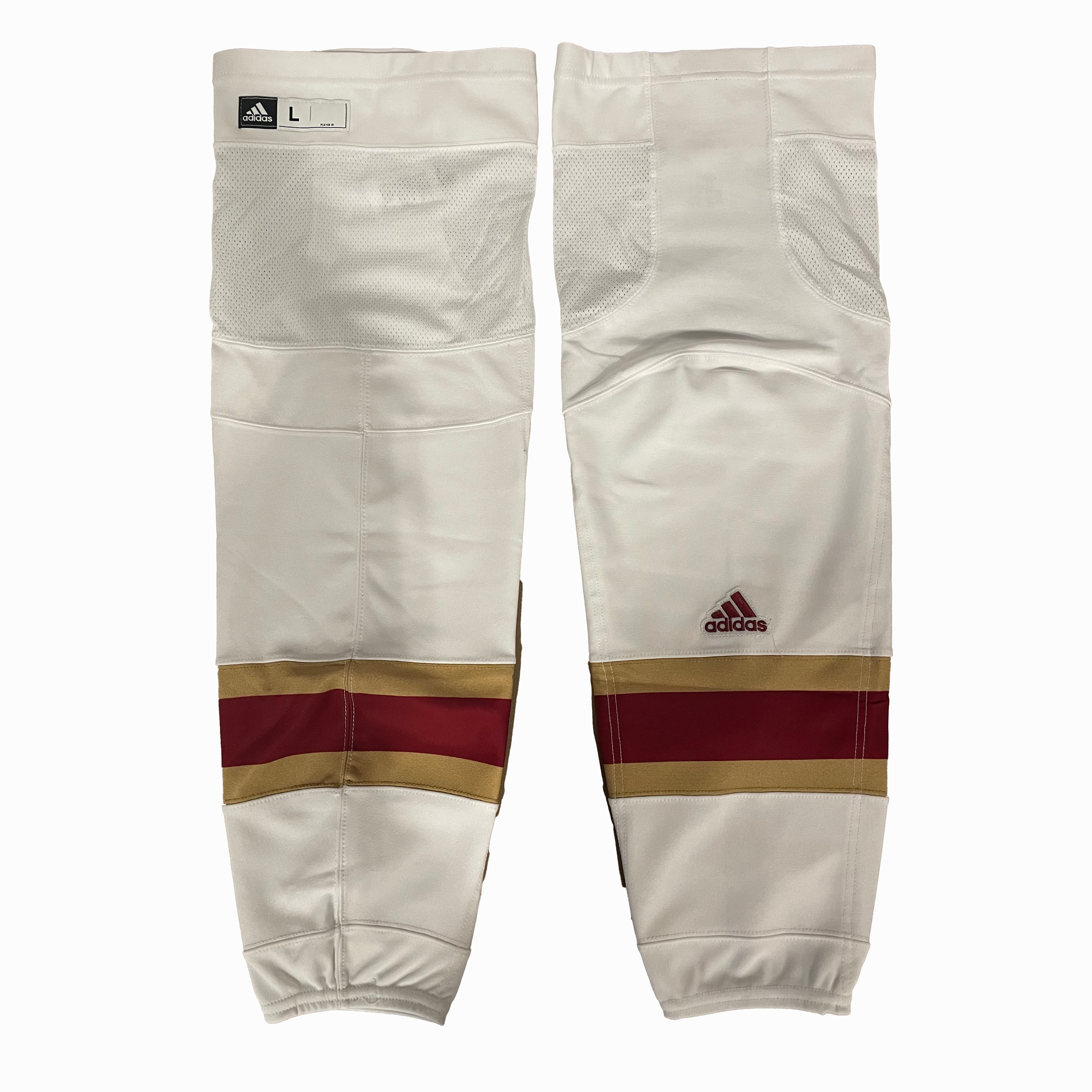 NCAA - Chaussettes de hockey Adidas d'occasion (blanc/rouge/doré)